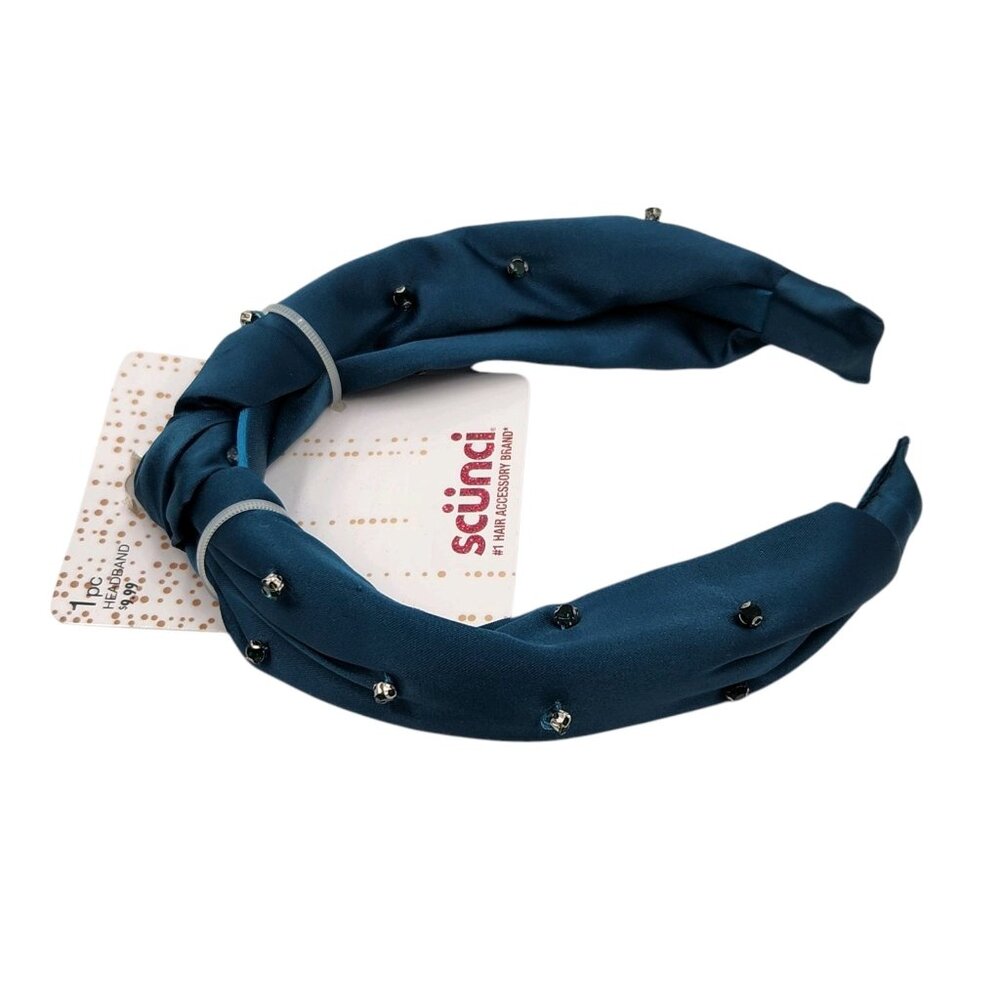 Scunci Deep Teal Fabric‎ Hair Headband and 3 Pcs Headwraps Set Jewels - Picture 15 of 16